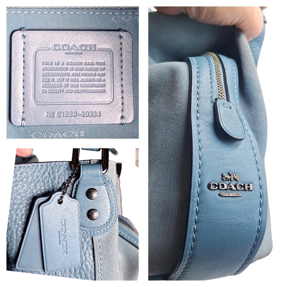 Vintage Y2K Coach Edie 42 Blue Mixed Leather Shoulder Bag - Picture 10 of 12